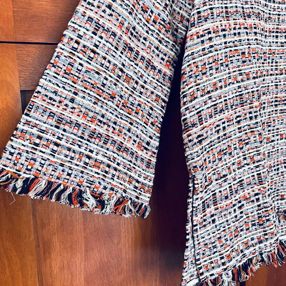 Tuckernuck Belfast Blouse Tweed V-Neck Fringe Trim Relaxed Fit Size XS NEW - Picture 5 of 10